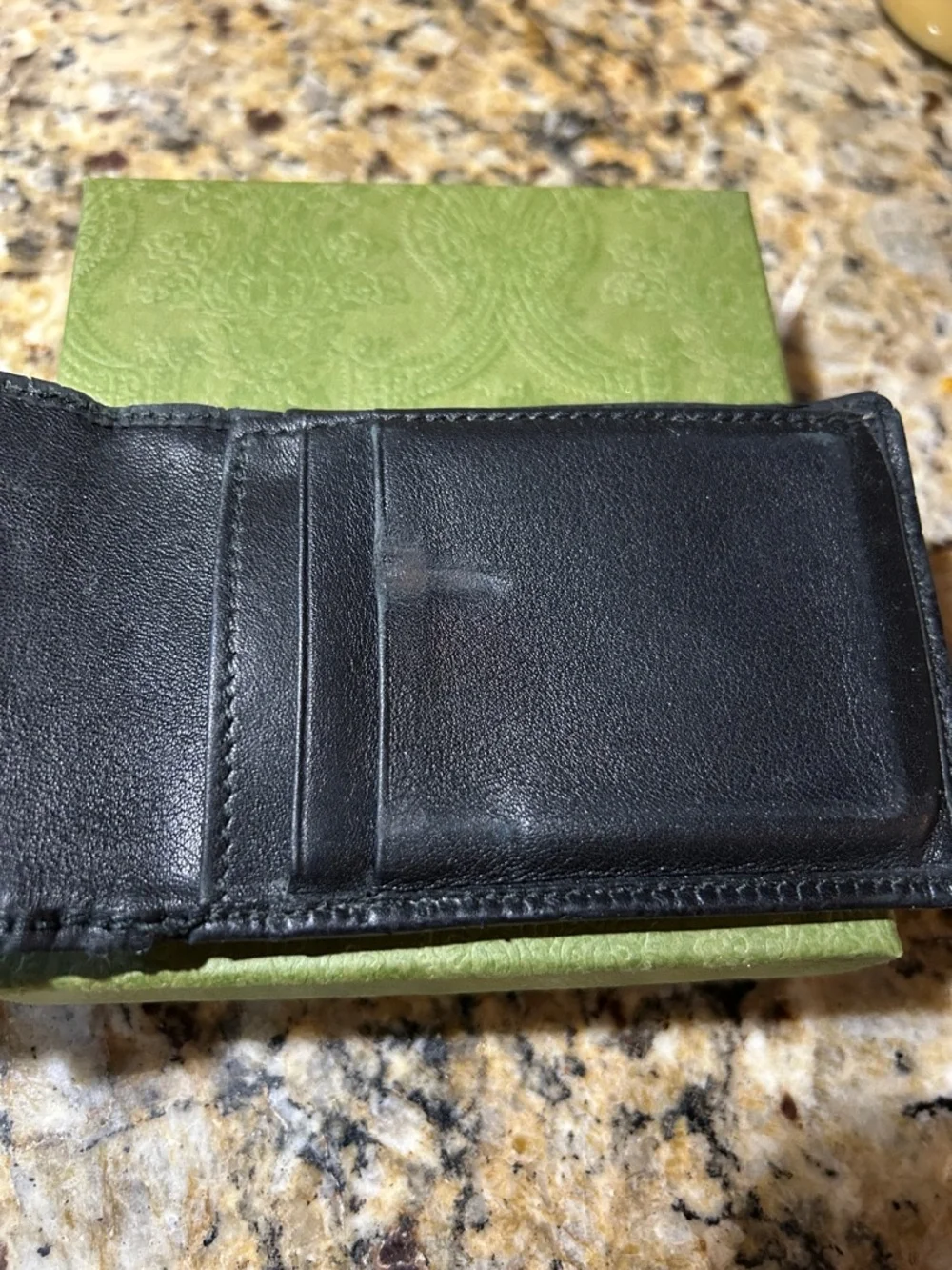 Gucci Black Leather Money Clip with Subtle GG Monogram